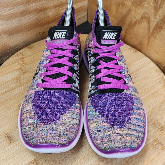 Nike Free RN Flyknit Womens Purple Running Shoes Sneakers Size 8 - Picture 3 of 10